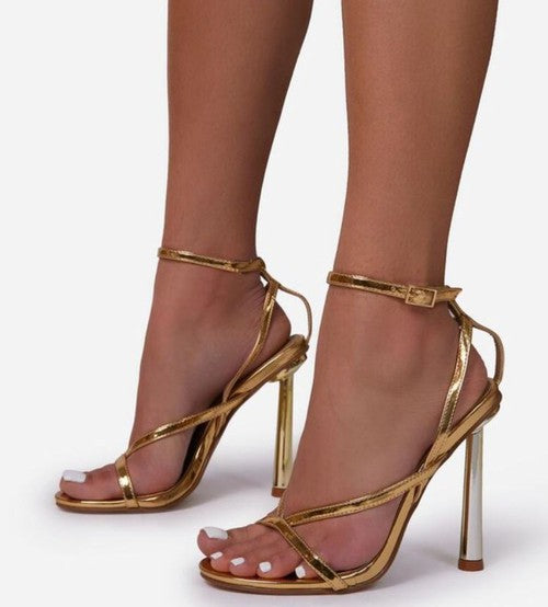 "Halle" Strappy Gold Heels