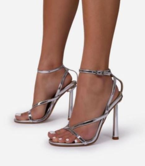 "Halle" Strappy Silver Heels