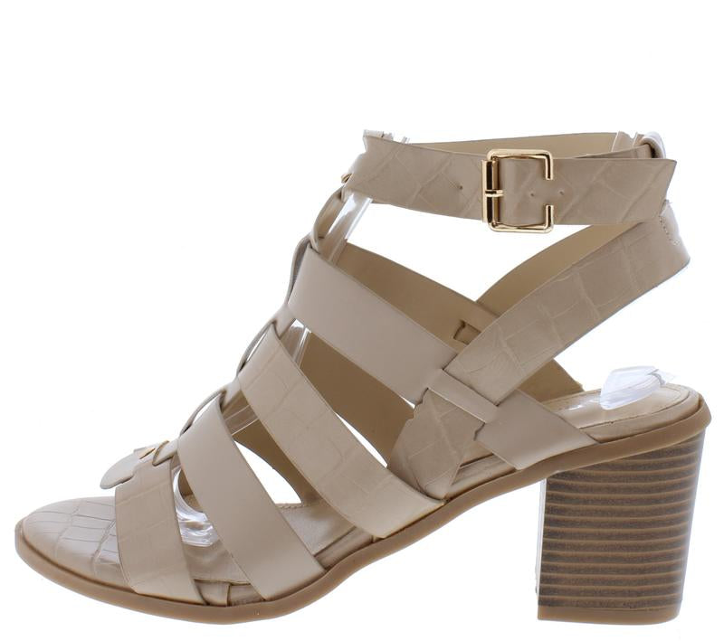 "Rachel" Beige Block heels