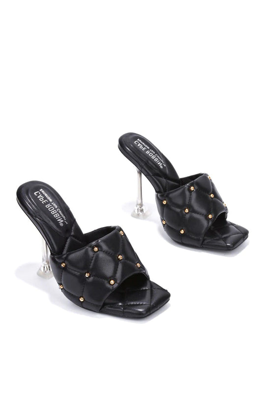 "Tamar" Black Quilted Heels