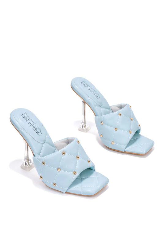 "Tamar" Blue Quilted Heels