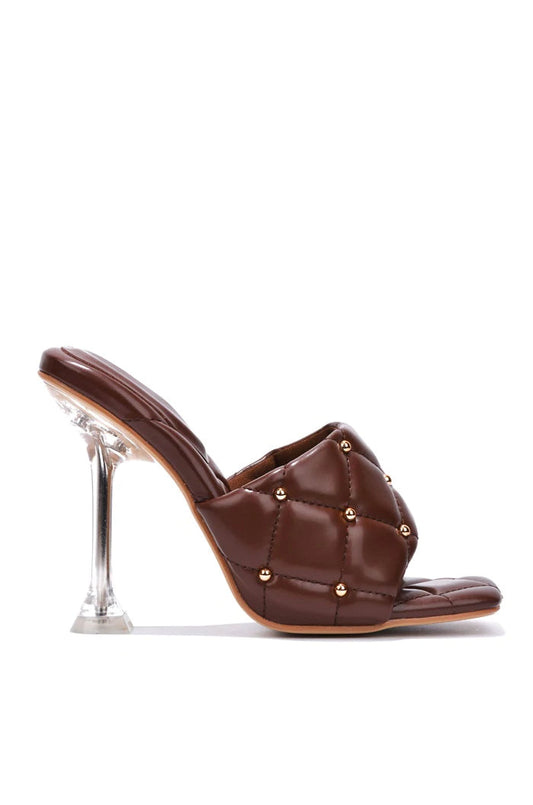 "Tamar" Brown Quilted Heels