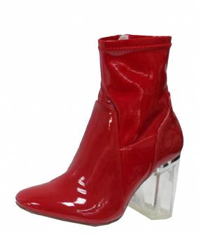 "Cameron" Vegan Patent Leather Red Booties