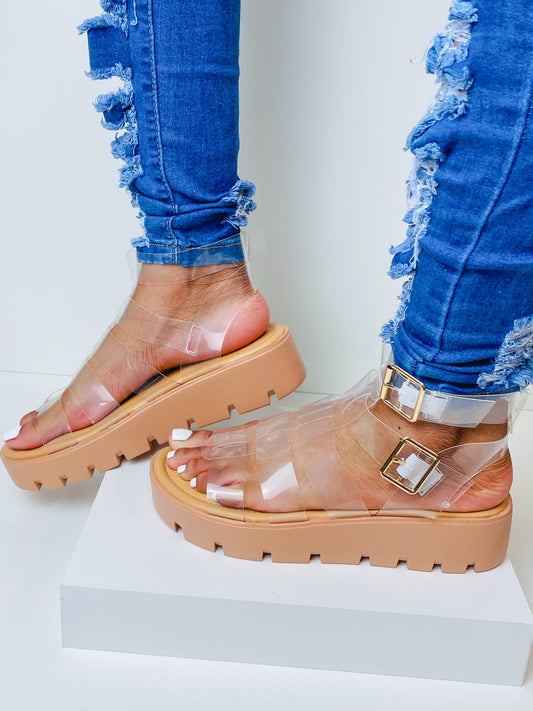 "Indigo" Clear Platform Sandals