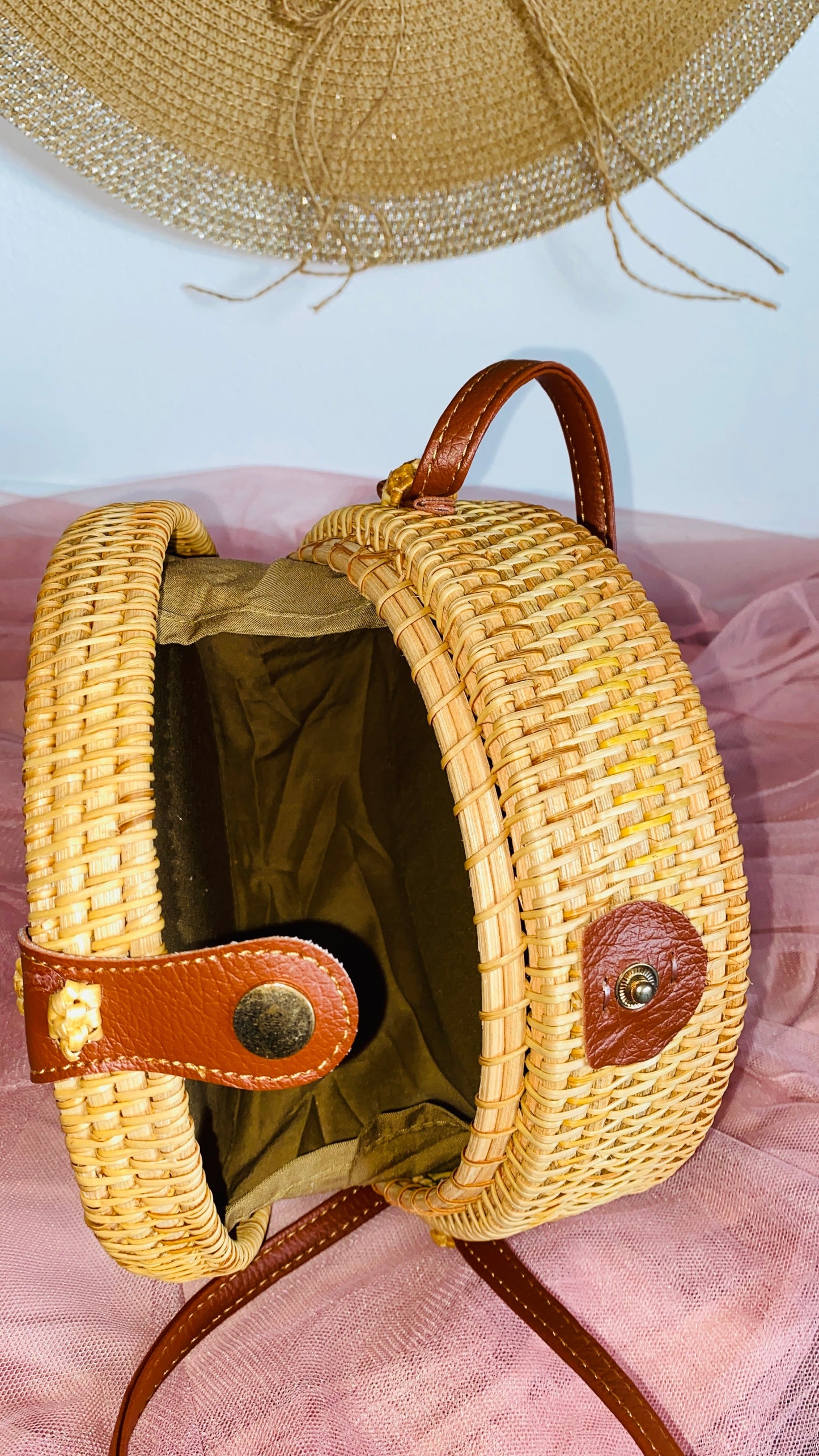 "Yaya" Round Detailed Straw Handbag