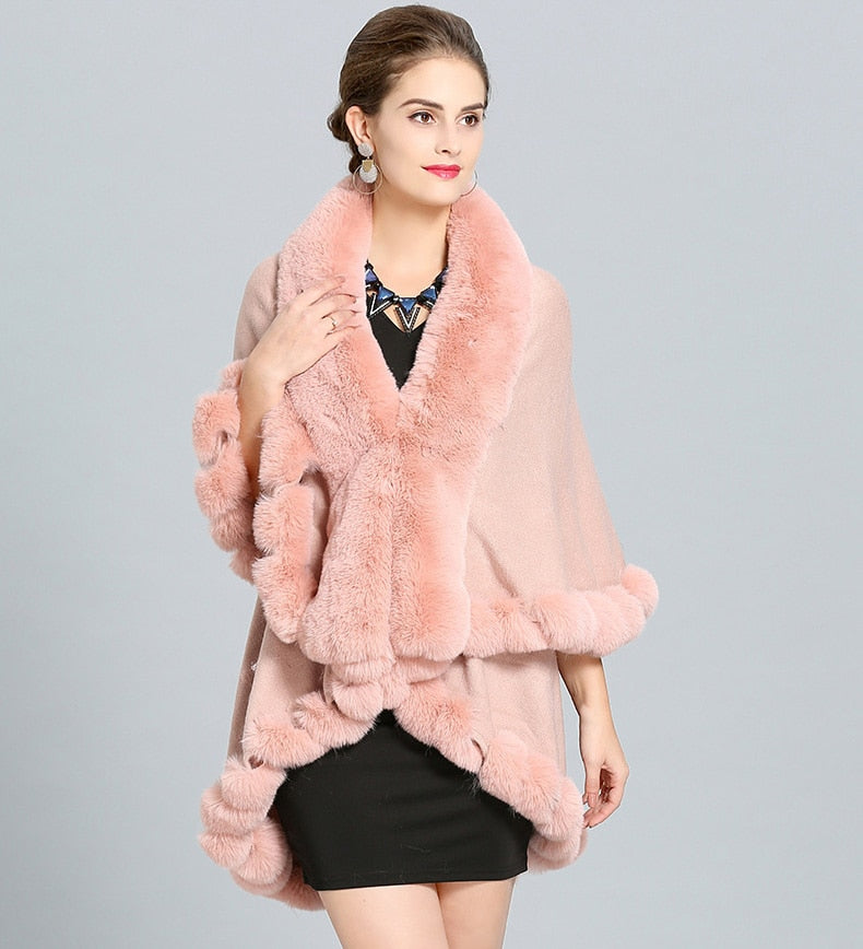 Pink faux fur outlet cape