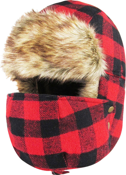 Checkered Trapper Hat with Mask
