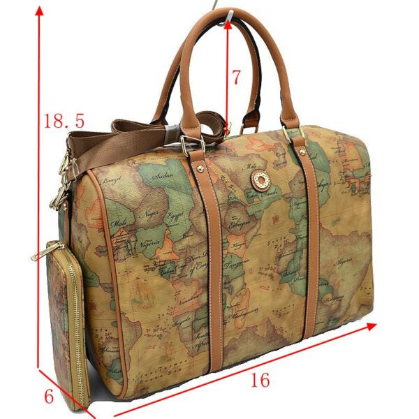 "Doraa" Map Design 2 Piece Duffle Bag