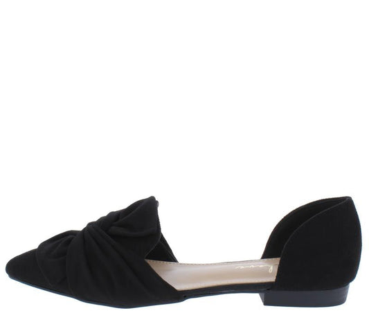"Jean" Black Pointed Toe Cutout Flats