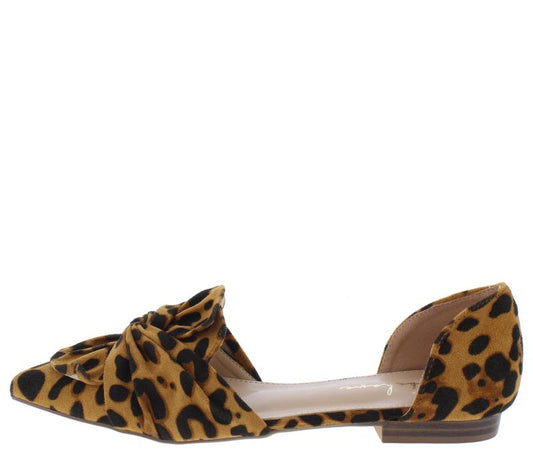 "Jean" Leopard Pointed Toe Flats
