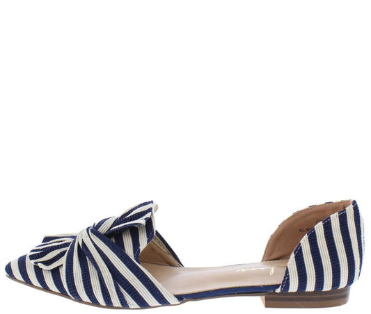 "Jean" Stripe Pointed Toe Flats