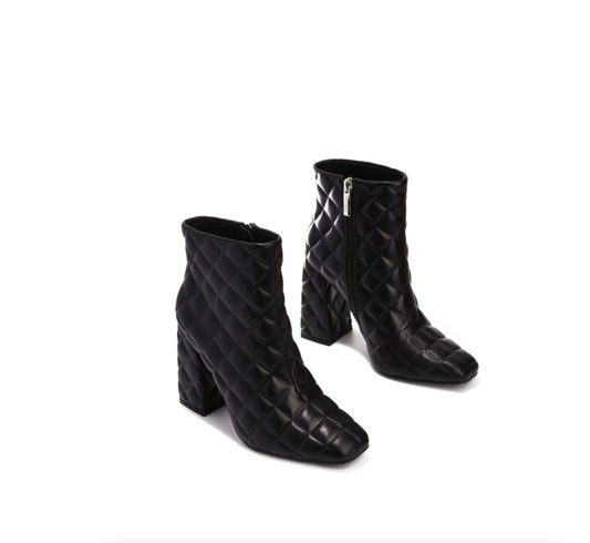 "Ava" Black Quilted Booties