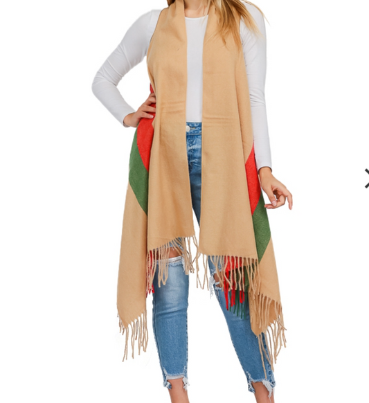 "Rebecca" Striped Fringe Vest