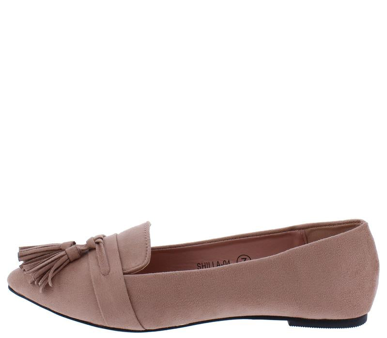 "Shiloh" Mauve Tassel Pointed Toe Flats