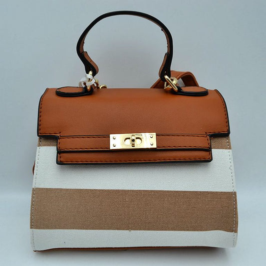 "Cali" Striped Fabric Handbag