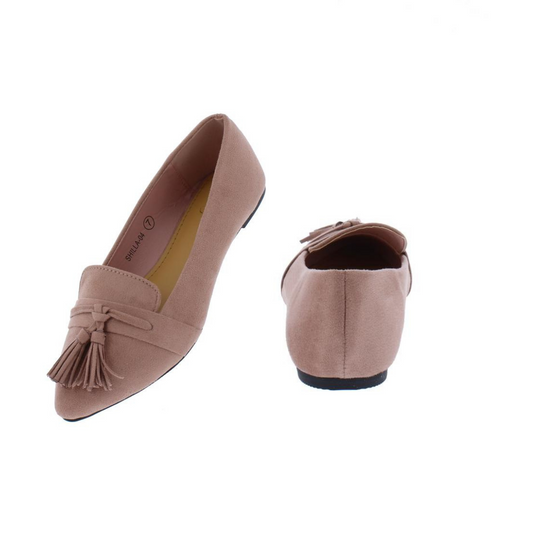 "Shiloh" Mauve Tassel Pointed Toe Flats