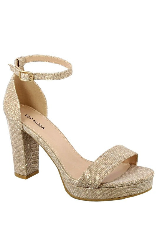 "Danica" Gold Glitter Platform Heels