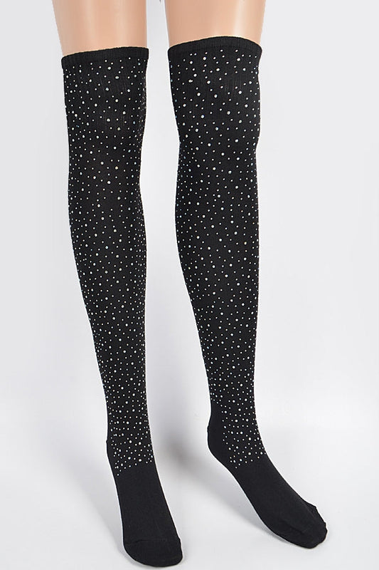 Rhinestone Knee High Socks