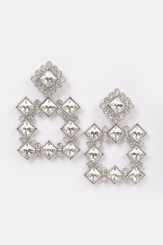 Jeweled Square Drop Earrings