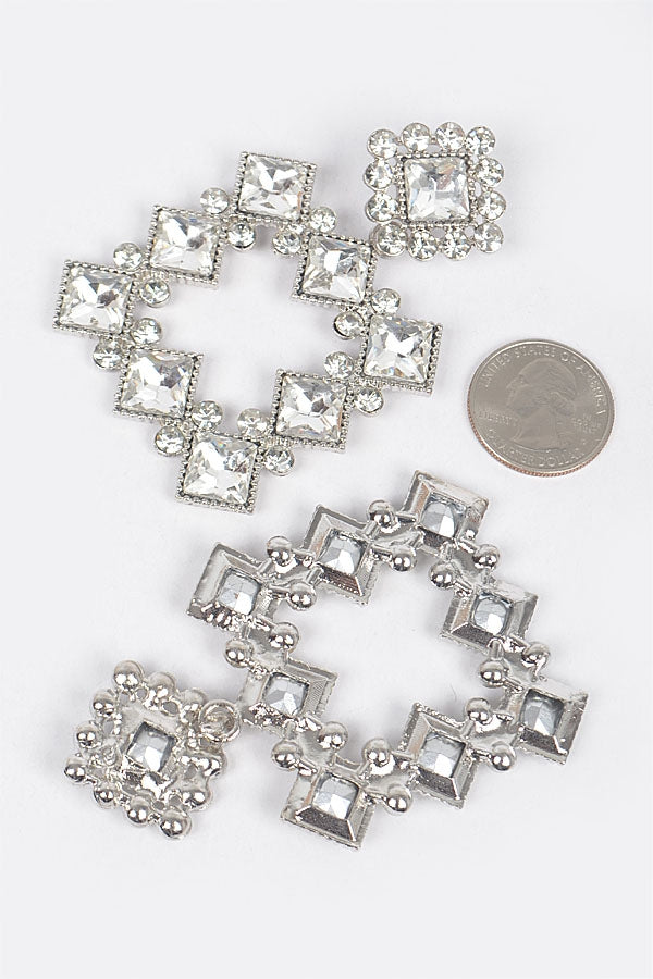 Jeweled Square Drop Earrings