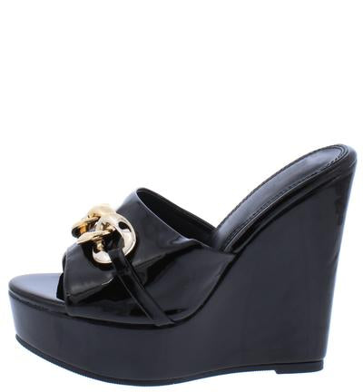 "Piper" Black Platform Wedge