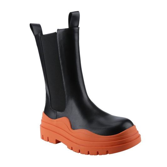 "Zahara" Orange Platform Booties