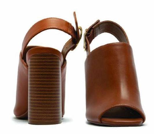 "Yandy" Cognac Peep Toe Heels