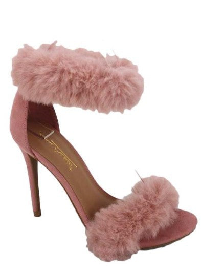 "Toni" Pink Faux Fur Heels