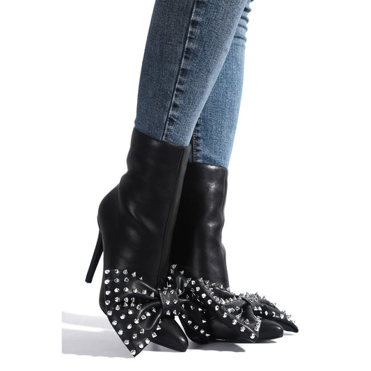 "Chrissy" Black Bow Stiletto Boots