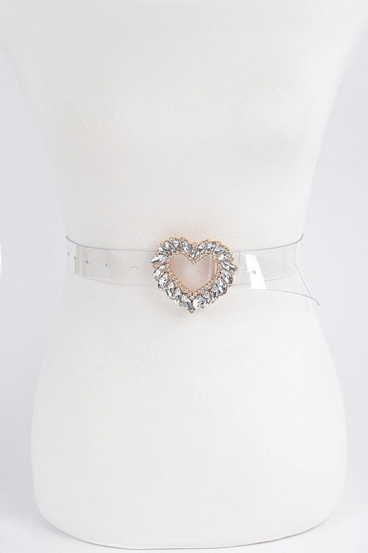 Plus Size Rhinestone Heart Belt