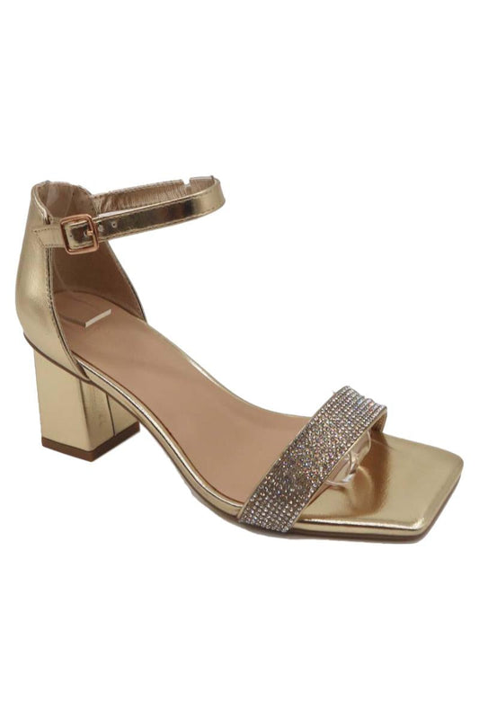 "Tania" Gold Low Block Heels
