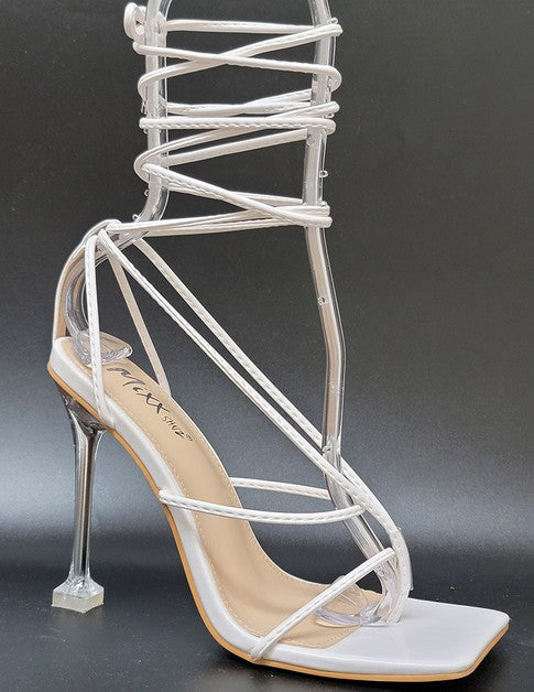 "Ryan" White Lace Up Heels