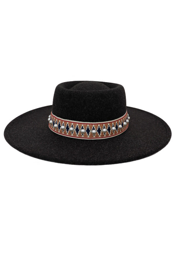 "Cheyenne" Tribal Band Felt Fedora Hat