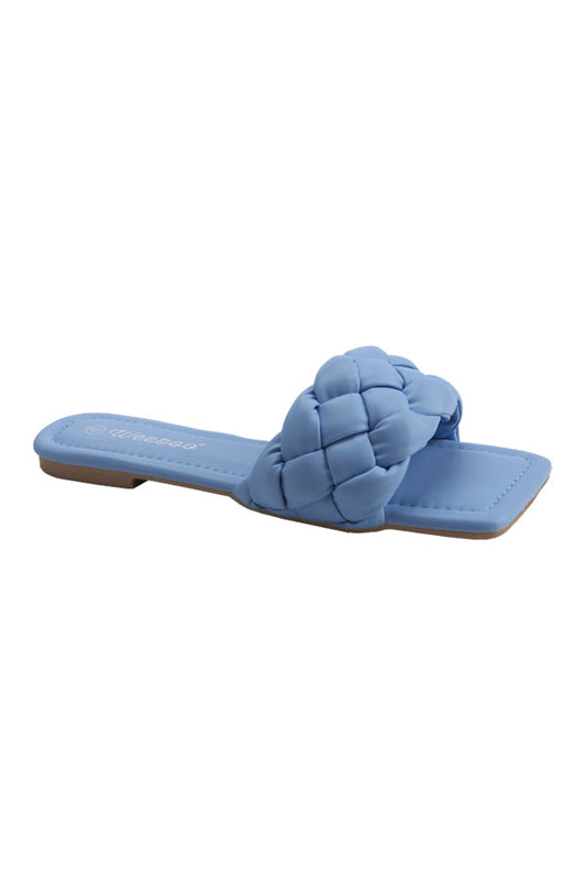 "Ariah" Blue Vegan Leather Sandals