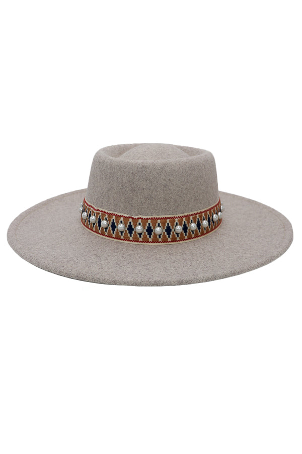 "Cheyenne" Tribal Band Felt Fedora Hat