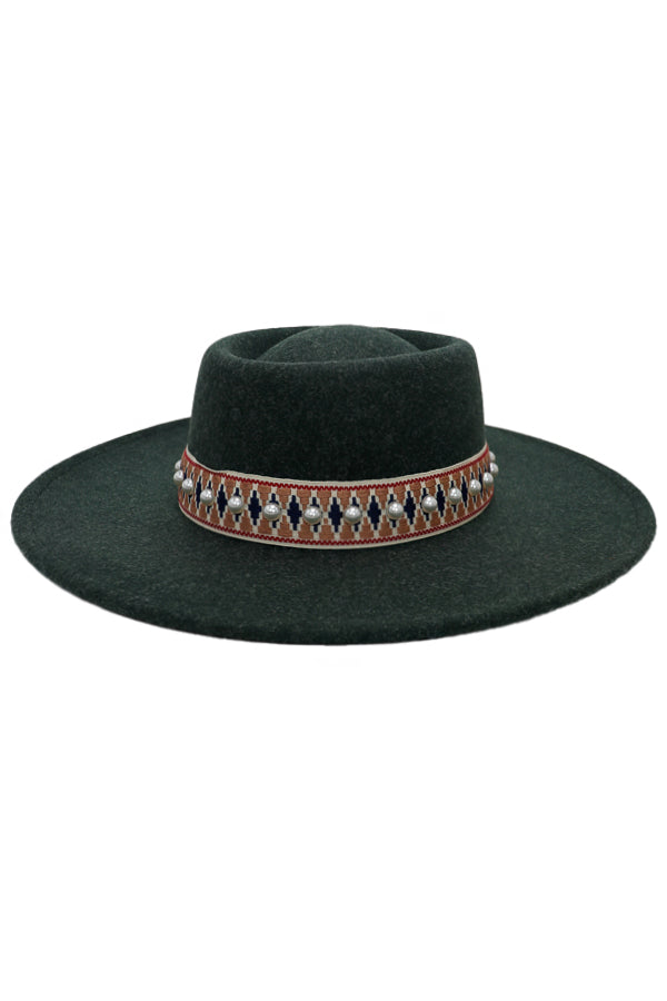 "Cheyenne" Tribal Band Felt Fedora Hat