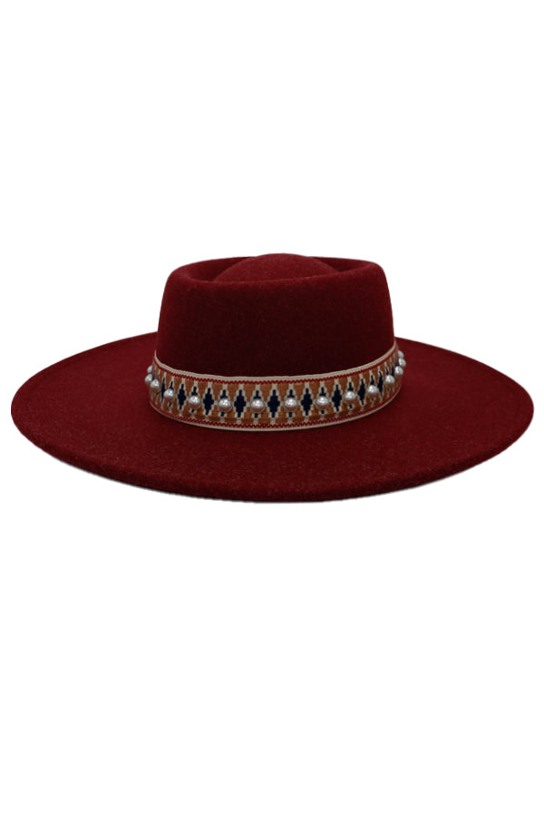 "Cheyenne" Tribal Band Felt Fedora Hat