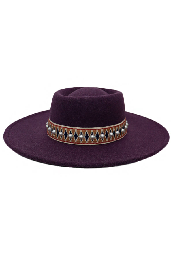 "Cheyenne" Tribal Band Felt Fedora Hat