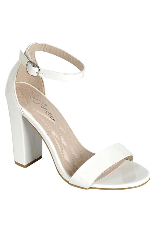 "Beth" White Block Heels