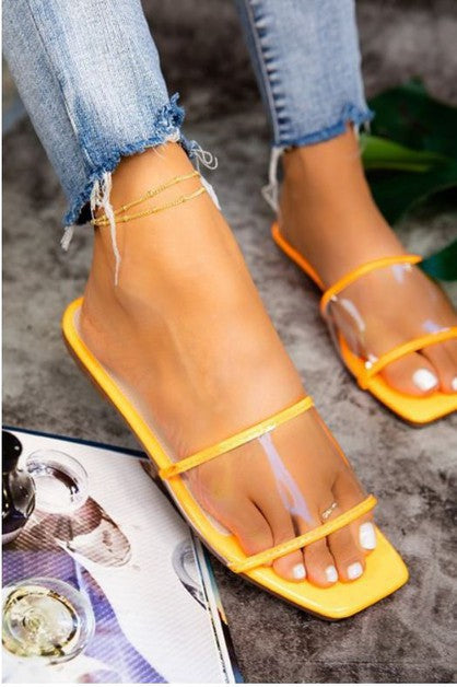 "Brianna" Orange and Clear Sandals