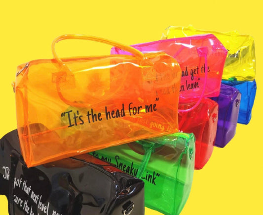 "Say What Now" Neon Transparent Duffle Bag