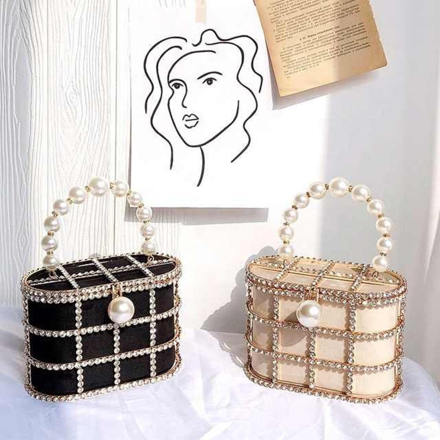 "Rosaline" Jeweled Cage Handbag