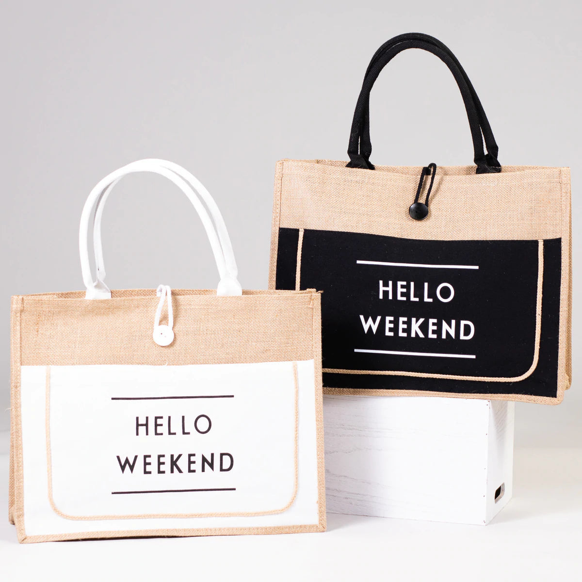 "Hello Weekend" Straw Tote