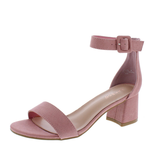 "Cynthia" Vegan Suede Blush Low Heels