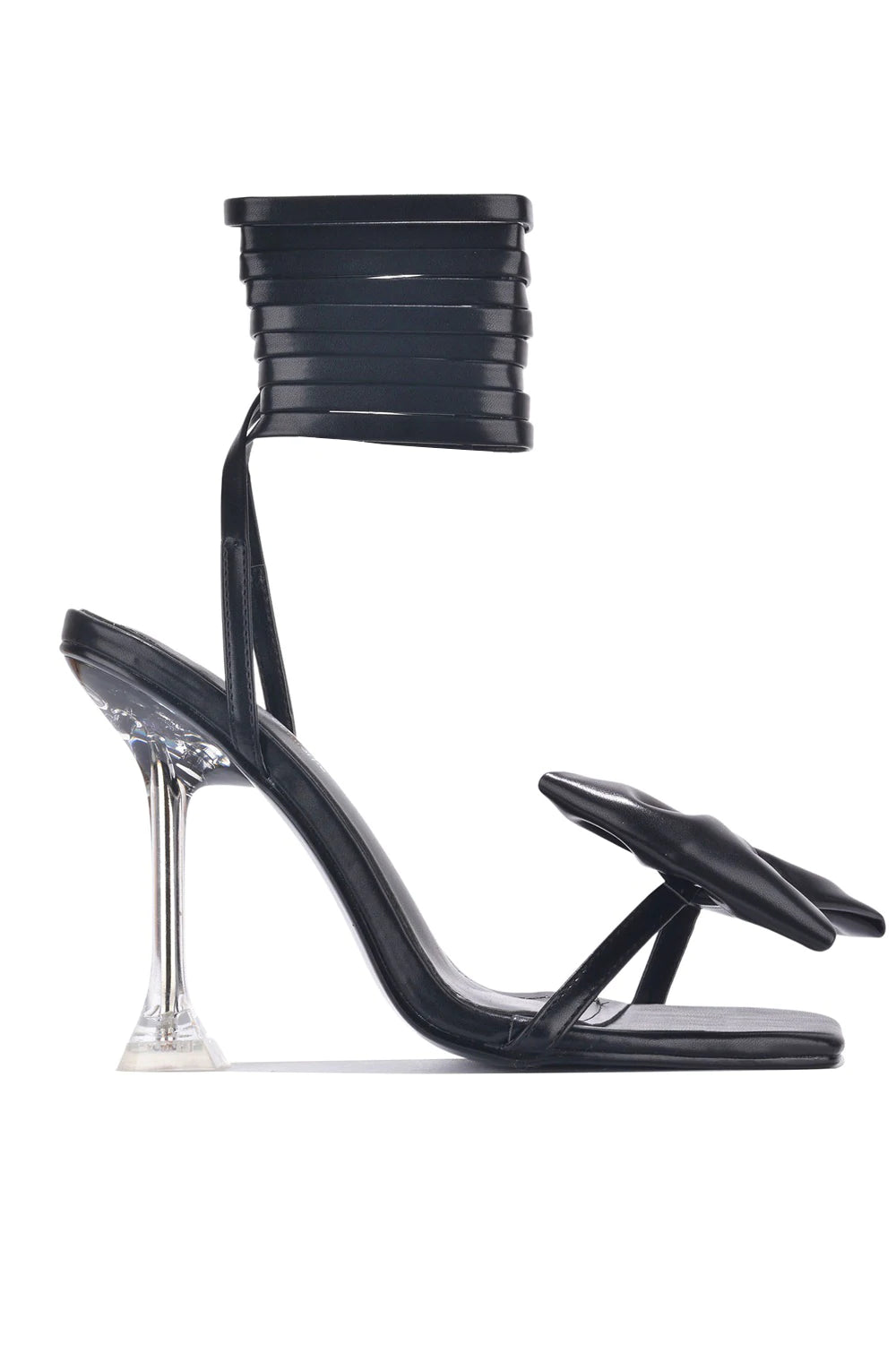 "Camille" Black Bow Strappy Heels