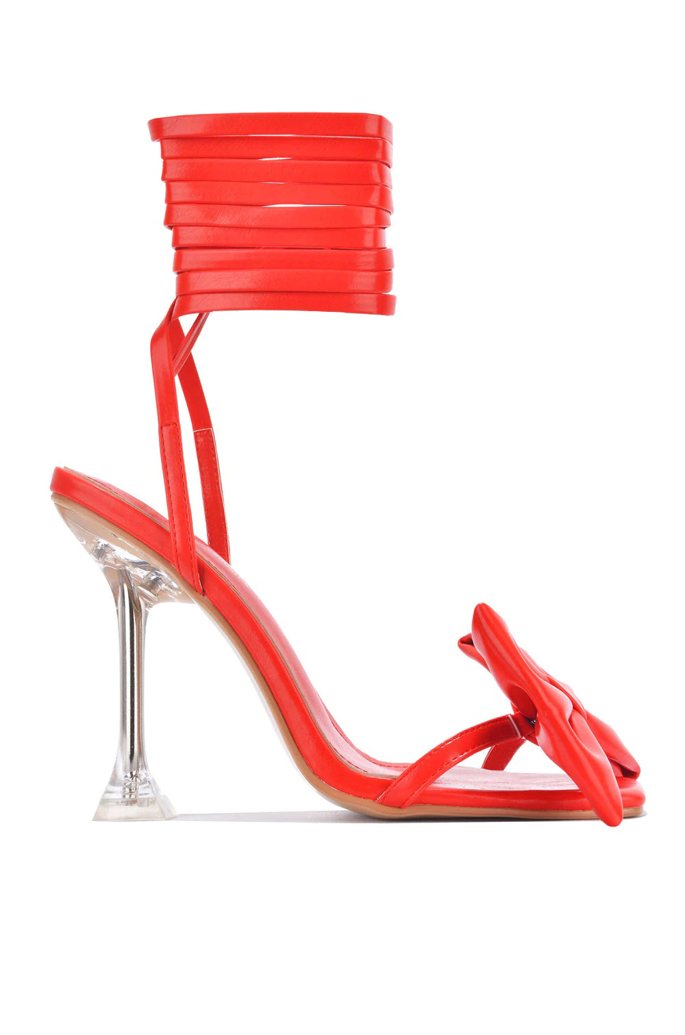 "Camille" Bow Red Strappy Heels