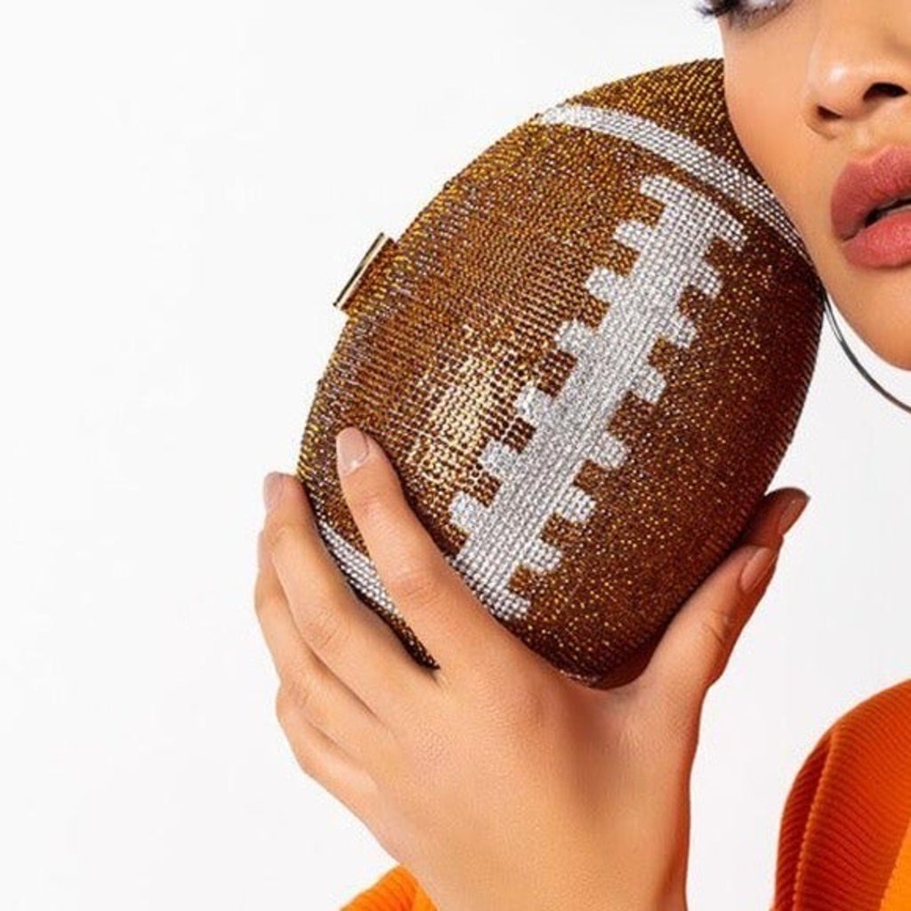 "Brady" Jeweled Football Clutch