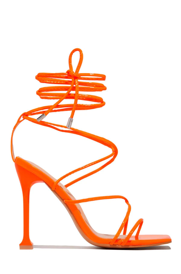 "Destiny" Orange Lace Up Heels
