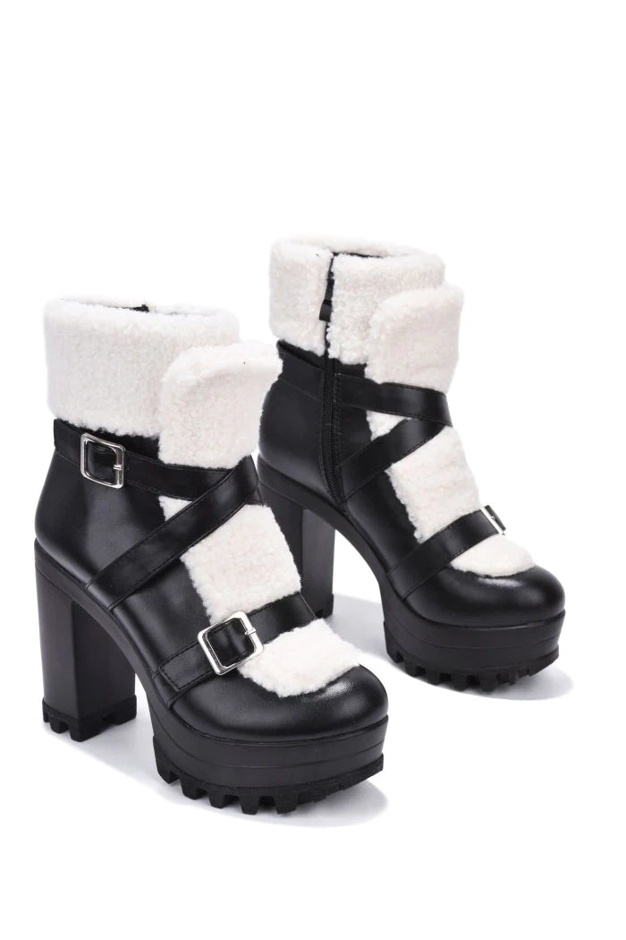 "Zena" Black Platform Booties