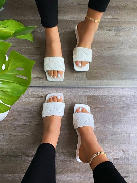 "Marie" White Sandals